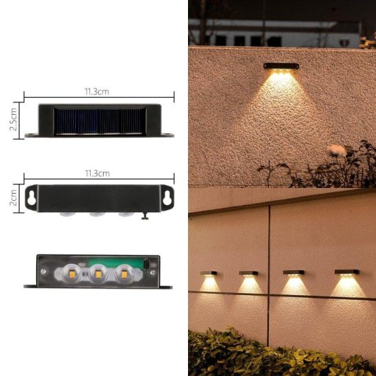 Luz Solar de Pared Autrucker 3 LED Cálida Impermeable IP65