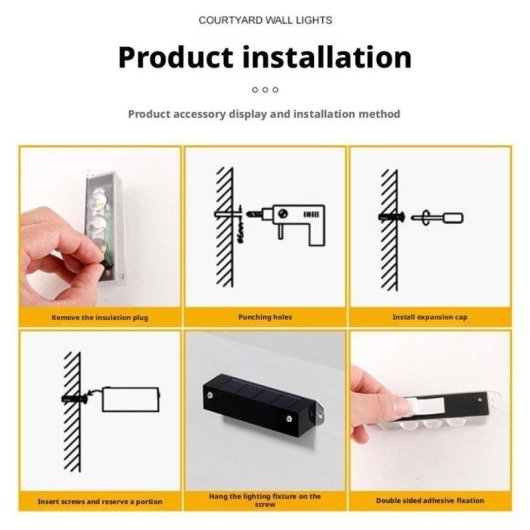 Luz Solar de Pared Autrucker 3 LED Cálida Impermeable IP65