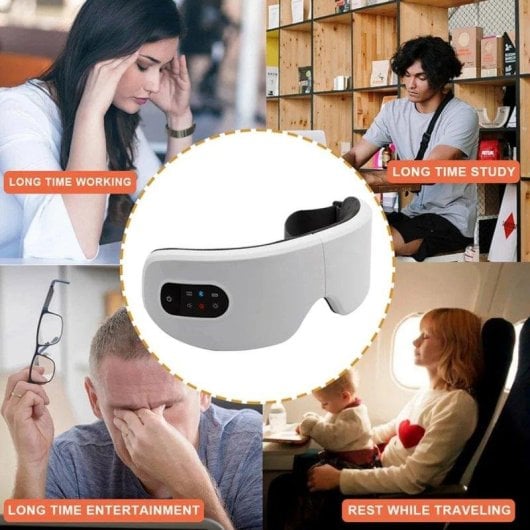Gafas de Masaje Ocular Klack Bluetooth Calor Ajustable Plegables Blancas