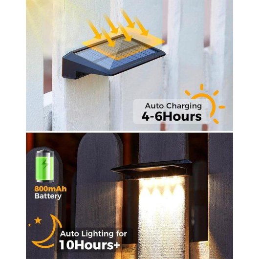 Pack 2 Luces Solares para Valla Autrucker 80 lm Blanco Cálido IP65