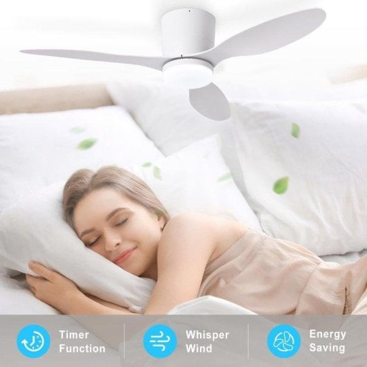 Deckenventilator mit Licht Autrucker 20W 107cm 6 Stufen LED Fernbedienung Winterbetrieb