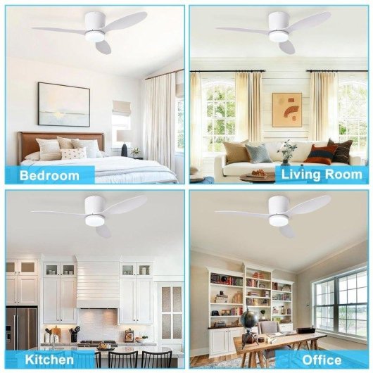 Deckenventilator mit Licht Autrucker 20W 107cm 6 Stufen LED Fernbedienung Winterbetrieb