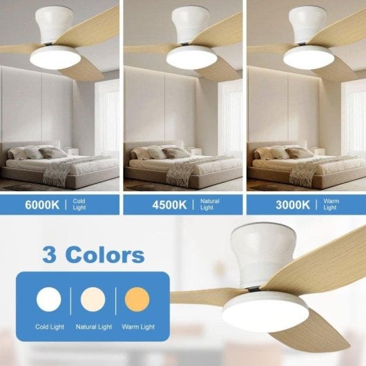 Deckenventilator mit Licht Autrucker 40'' 3 Umkehrbare Flügel 6 Stufen Fernbedienung LED