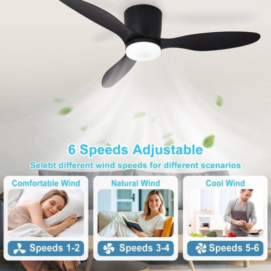 Deckenventilator mit Licht Autrucker 20W 107cm 6 Stufen Leise Fernbedienung