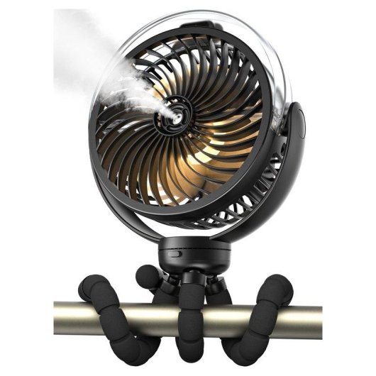 Mini-Ventilator mit Nebel Autrucker 6000mAh 360° Stativ LED 3 Stufen