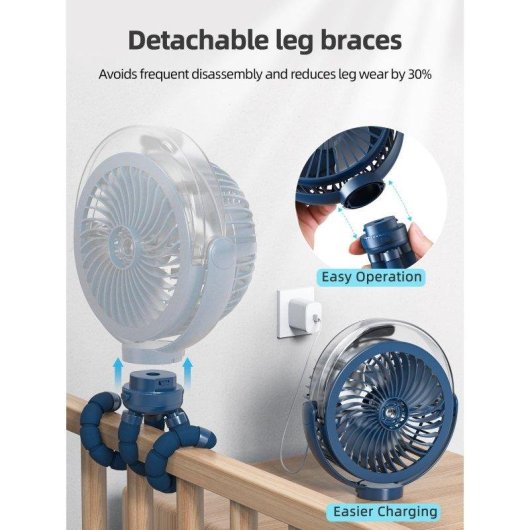 Mini-Ventilator mit Vernebler Autrucker 6000mAh Stativ LED Leise 3 Stufen
