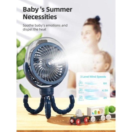 Mini-Ventilator mit Vernebler Autrucker 6000mAh Stativ LED Leise 3 Stufen