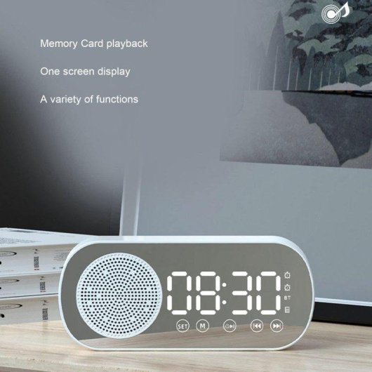Reloj Despertador Digital Bluetooth 5.0 Altavoz HiFi Espejo Doble Alarma Autrucker