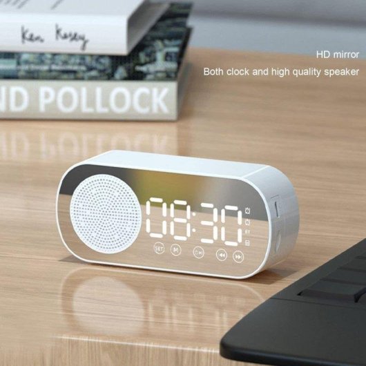 Reloj Despertador Digital Bluetooth 5.0 Altavoz HiFi Espejo Doble Alarma Autrucker