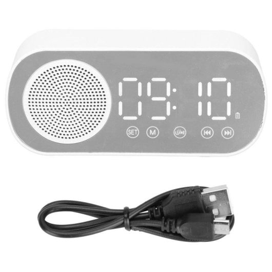Reloj Despertador Digital Bluetooth 5.0 Altavoz HiFi Espejo Doble Alarma Autrucker