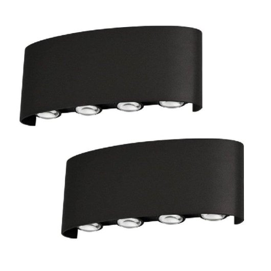 Aplique LED Autrucker 2 unités Noir IP65 3000K Aluminium