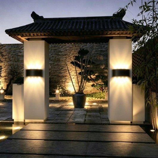 Aplique LED Autrucker 2 unités Noir IP65 3000K Aluminium
