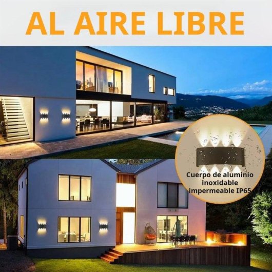 Aplique LED Autrucker 2 unités Noir IP65 3000K Aluminium