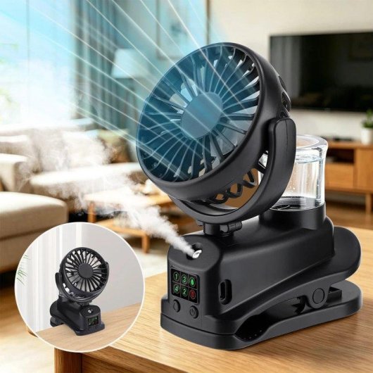 Mini Ventilador Autrucker Portátil 1W 4 Velocidades Humidificador Clip 360° Batería 1200mAh