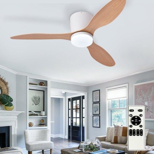 Deckenventilator mit Licht Autrucker 20W 107cm 6 Stufen DC Fernbedienung Winterbetrieb
