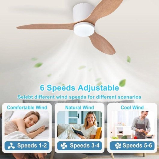 Deckenventilator mit Licht Autrucker 20W 107cm 6 Stufen DC Fernbedienung Winterbetrieb