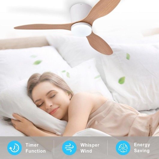 Deckenventilator mit Licht Autrucker 20W 107cm 6 Stufen DC Fernbedienung Winterbetrieb