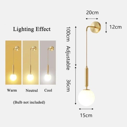 Lampe Murale Industrielle Autrucker Bola Globo Laton Doré Cable Ajustable