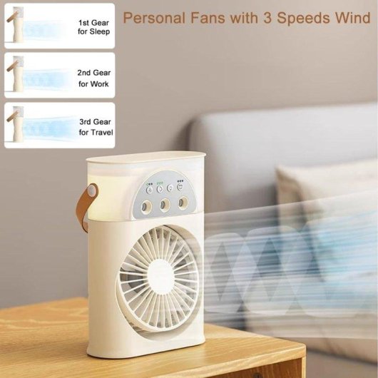 Mini Ventilador Autrucker USB Nebulizador 3 Velocidades Ultra Silencioso Temporizador Recargable
