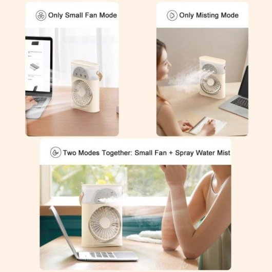 Mini Ventilador Autrucker USB Nebulizador 3 Velocidades Ultra Silencioso Temporizador Recargable