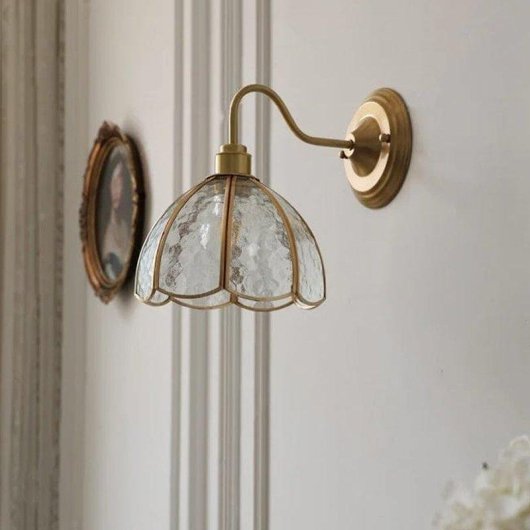 Lampe Murale Industrielle en Laiton avec Abat-jour en Verre Transparent Base E27 Autrucker