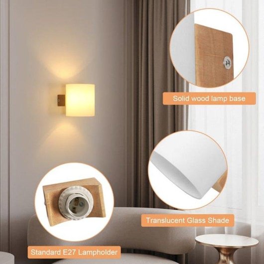 Lampe Murale Autrucker E27 avec Abat-jour en Verre