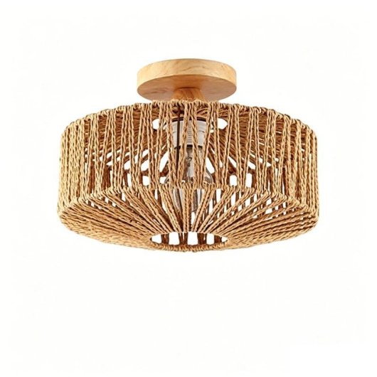 Lampe suspendue en rotin tissé à la main Autrucker style boho E27