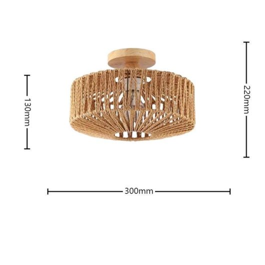 Lampe suspendue en rotin tissé à la main Autrucker style boho E27