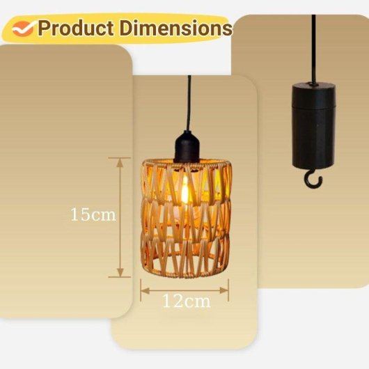 Rattan-Deckenleuchte Autrucker mit Fernbedienung IP44 für Garten