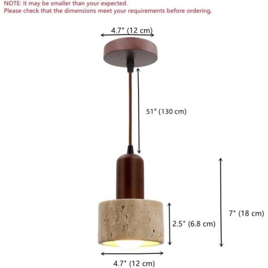 Moderne Pendelleuchte Autrucker E27 Travertin Synthetik