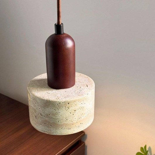 Moderne Pendelleuchte Autrucker E27 Travertin Synthetik