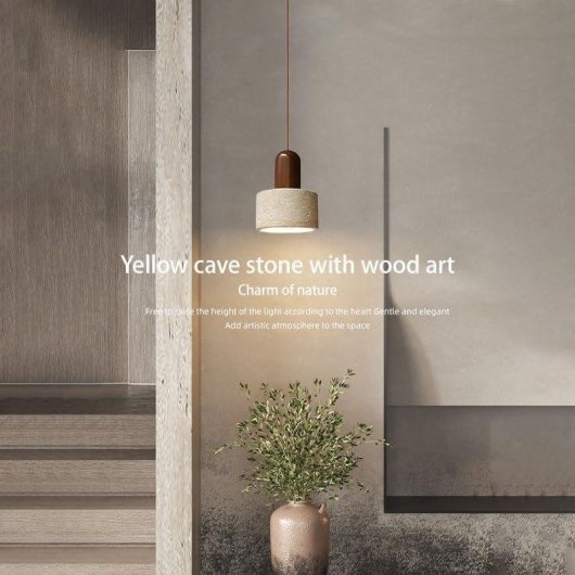 Moderne Pendelleuchte Autrucker E27 Travertin Synthetik