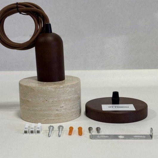 Moderne Pendelleuchte Autrucker E27 Travertin Synthetik