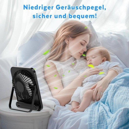 Mini Ventilador Autrucker USB 3600mAh 5 Velocidades Silencioso Pantalla LED Inalámbrico Portátil