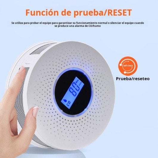 Detector de Humo y Gas Autrucker Alarma 2 en 1 Pantalla LCD Batería