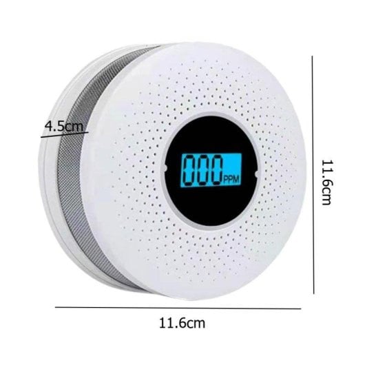 Detector de Humo y Gas Autrucker Alarma 2 en 1 Pantalla LCD Batería