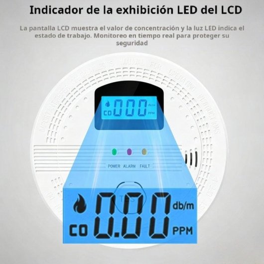 Detector de Humo y Gas Autrucker Pantalla Digital Alarma Sonora Visual LED Blanco