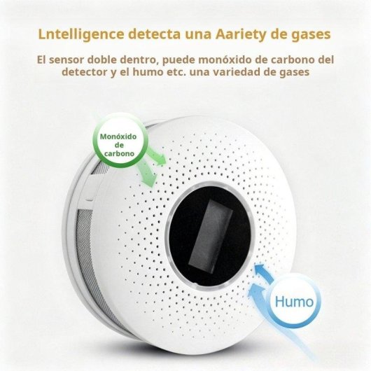 Detector de Humo y Gas Autrucker Detección Doble Alarma LCD Inalámbrico