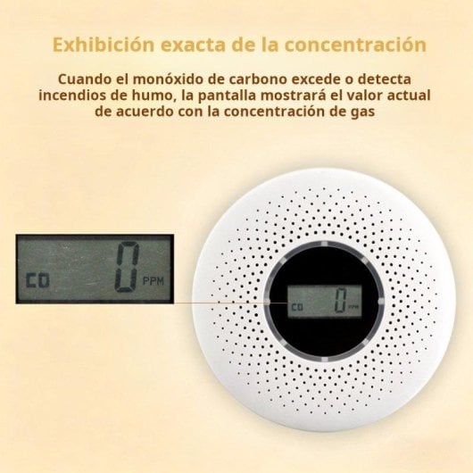 Detector de Humo y Gas Autrucker Detección Doble Alarma LCD Inalámbrico