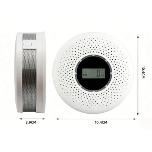 Detector de Humo y Gas Autrucker Detección Doble Alarma LCD Inalámbrico