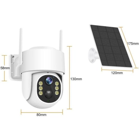 Caméra de surveillance Autrucker 4MP Vision Nocturne Extérieure Panneau Solaire Audio Bidirectionnel