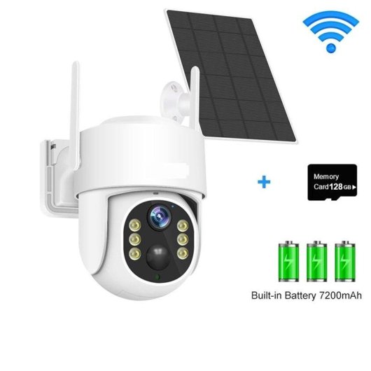 Cámara IP Autrucker 4MP Exterior Visión Nocturna Panel Solar Audio Bidireccional Rotación PTZ
