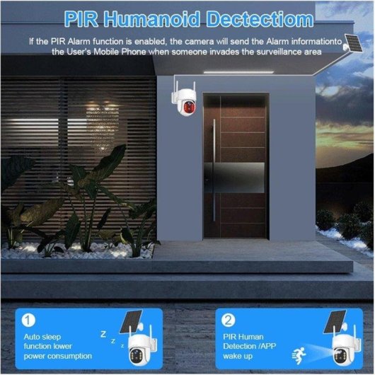 Cámara IP Autrucker 4MP Exterior Visión Nocturna Panel Solar Audio Bidireccional Rotación PTZ