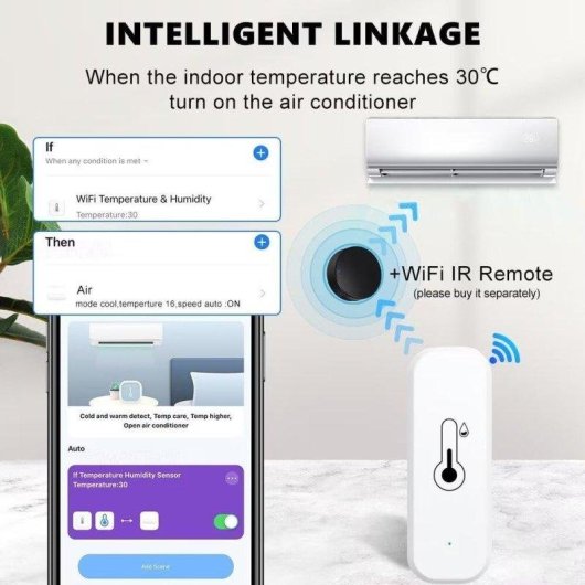 Temperatur- und Feuchtigkeitssensor Autrucker Wi-Fi Alexa Tuya kompatibel