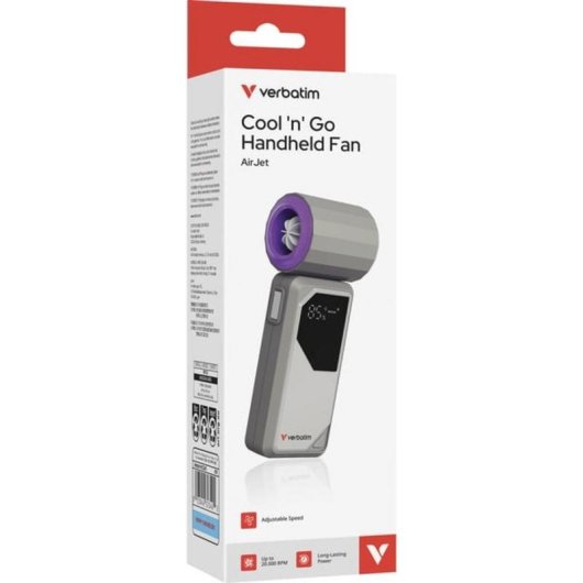 Mini Ventilatore Portatile Verbatim Cool 'n' Go AirJet 6W 4 Velocità Batteria LED