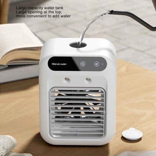 Mini Ventilador Humidificador Autrucker USB 500ml 3 Velocidades Ultra Silencioso Portátil