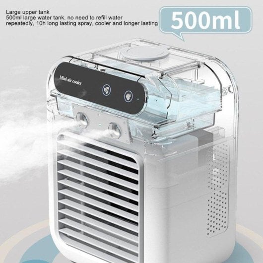 Mini Ventilador Humidificador Autrucker USB 500ml 3 Velocidades Ultra Silencioso Portátil