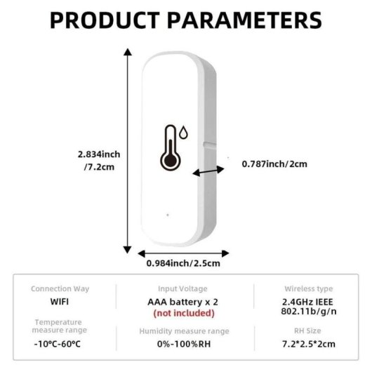 Sensor de temperatura y humedad Autrucker Wifi alta precisión Alexa Google Home