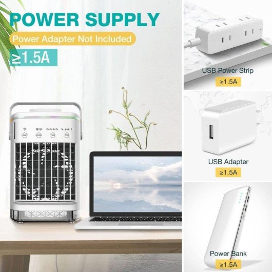 Mini USB-Ventilator Autrucker 4 Stufen 7 LED-Farben 700ml Wassertank Oszillierend