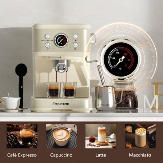 Máquina de café expresso semiautomática Rolipo Em_04 1,5 L 20 Bares com espumador